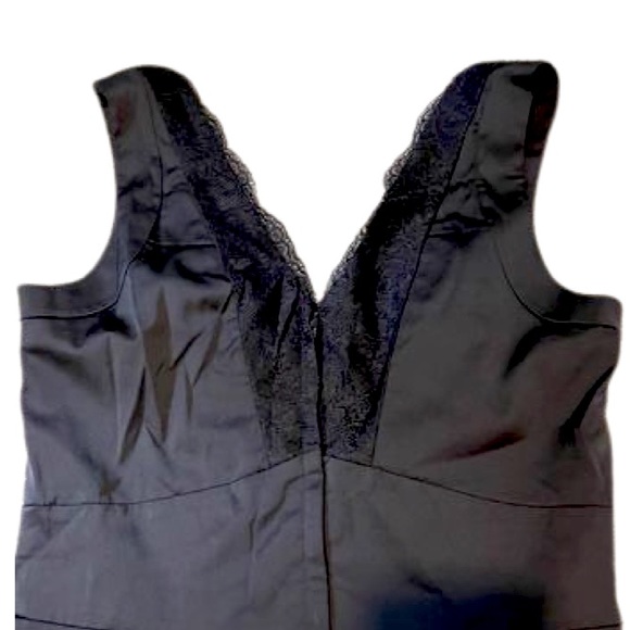 H&M Black Satin Dress w. Lace Detail, Size 4 - Picture 3 of 5